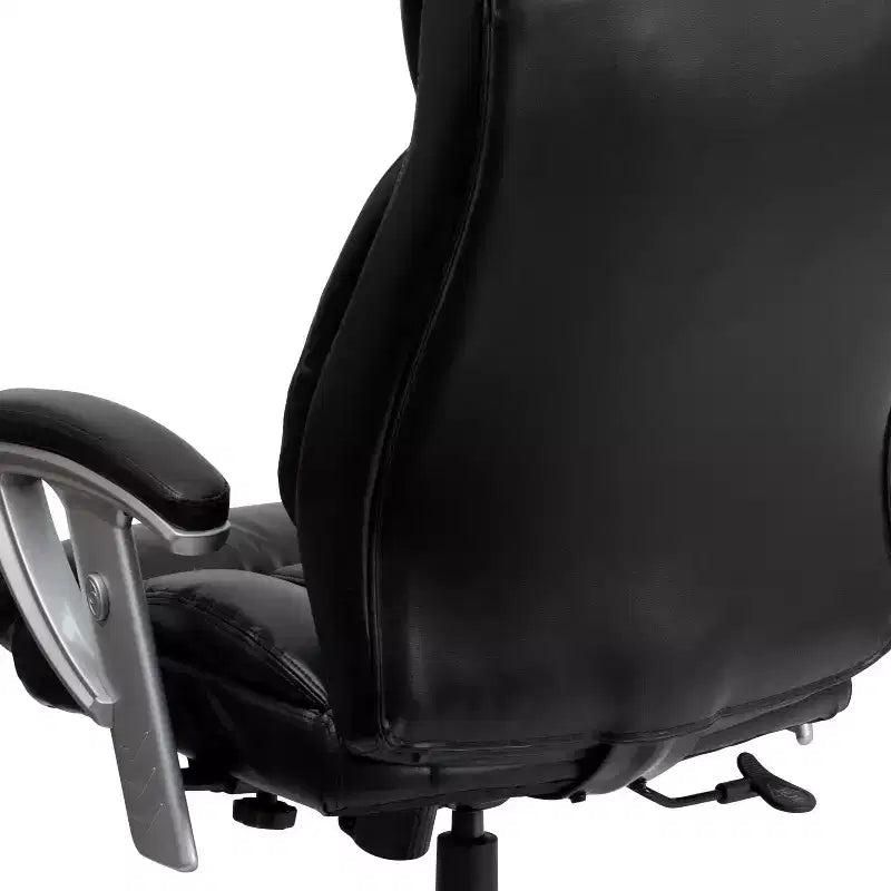 Chaise de bureau ergonomique à dossier haut pour grandes tailles avec accoudoirs réglables argentés