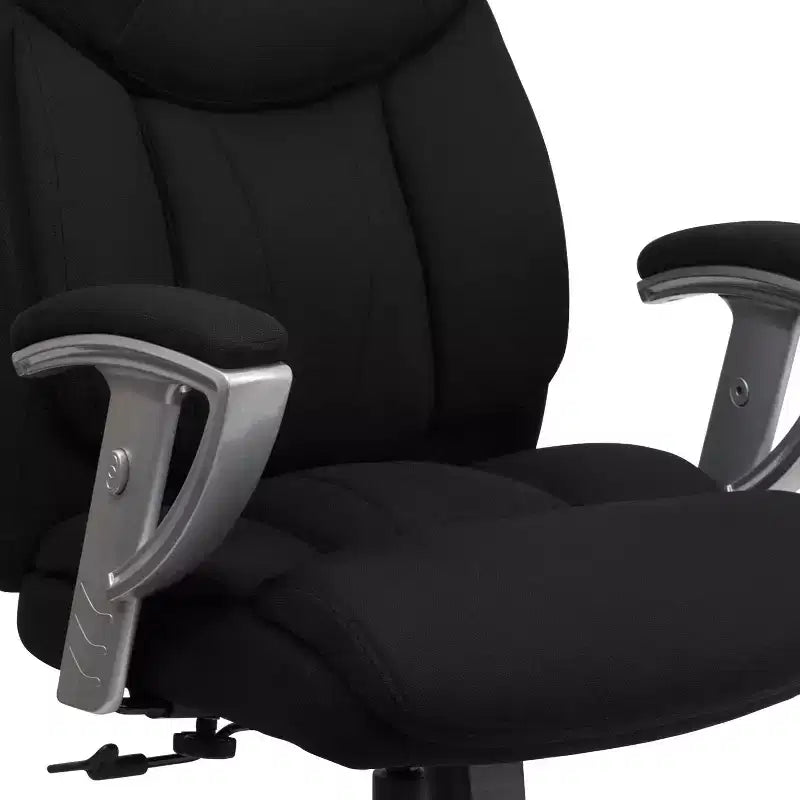 Chaise de bureau ergonomique à dossier haut pour grandes tailles avec accoudoirs réglables argentés