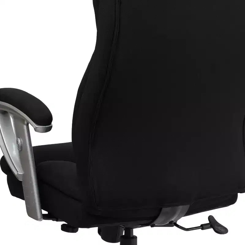 Chaise de bureau ergonomique à dossier haut pour grandes tailles avec accoudoirs réglables argentés