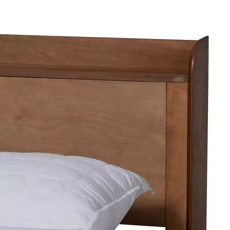 Lit plate-forme en bois avec station de recharge Noyer Marron