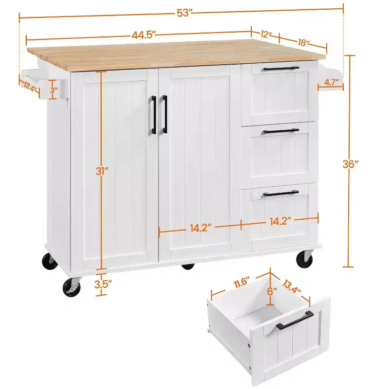 Îlot de cuisine roulant avec armoire de rangement