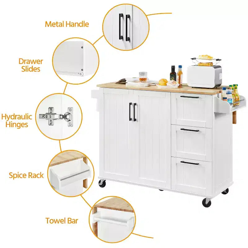 Îlot de cuisine roulant avec armoire de rangement