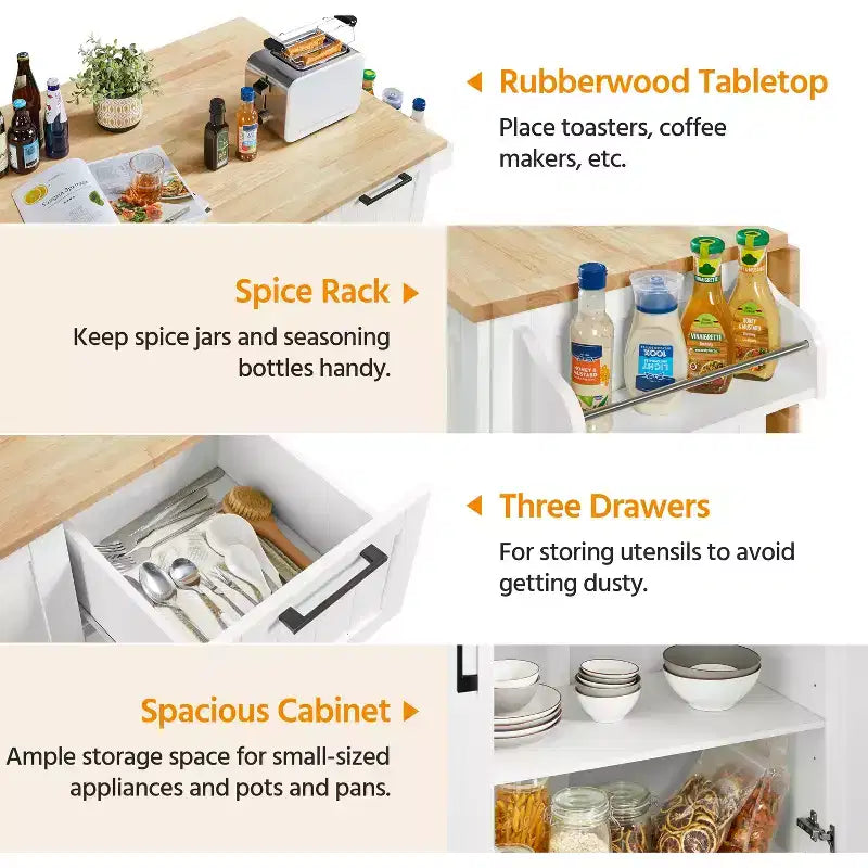 Îlot de cuisine roulant avec armoire de rangement