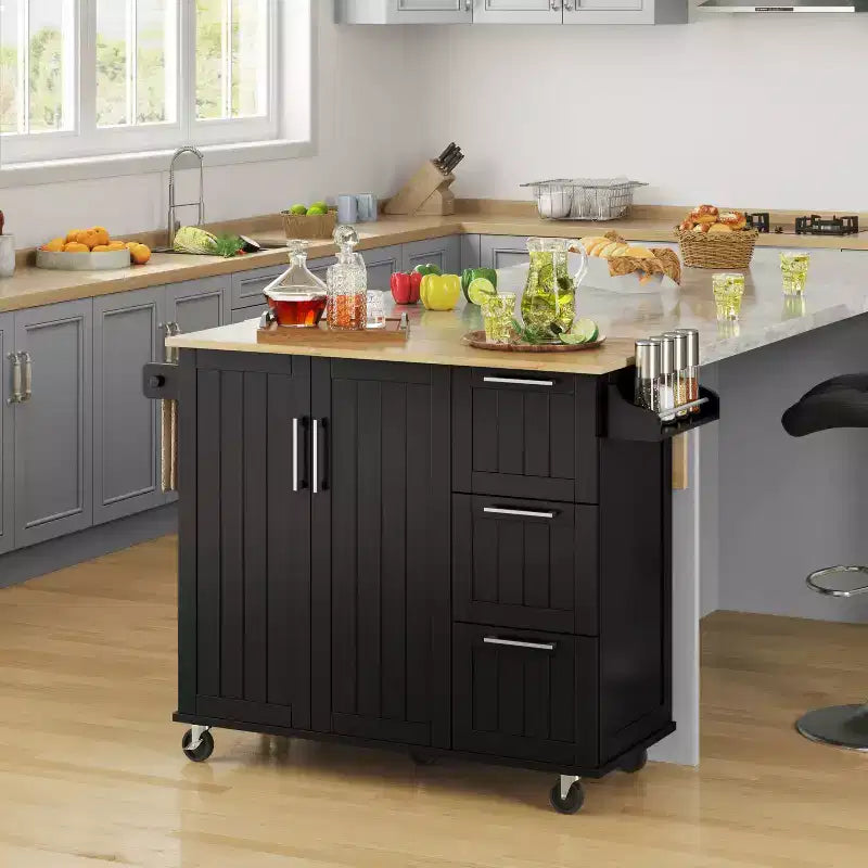Îlot de cuisine roulant avec armoire de rangement