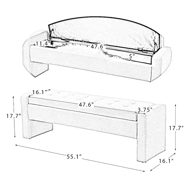 Banc de rangement capitonné moderne