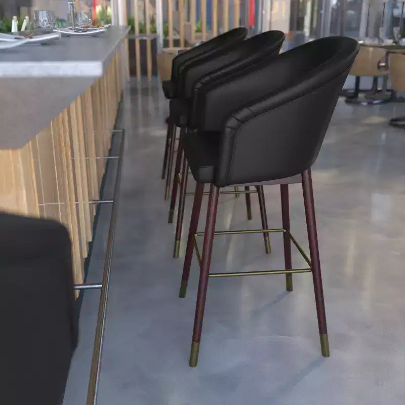 Tabouret de bar rembourré avec cadre en bois