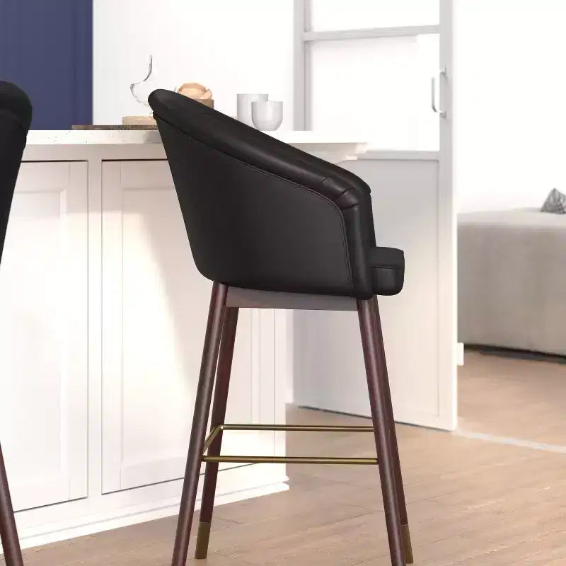 Tabouret de bar rembourré avec cadre en bois