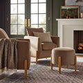 Elroy Round Velvet Ottoman with Wooden Legs - Threshold designed with Studio McGee