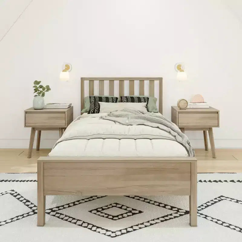 Cadre de lit scandinave en bois massif avec tête de lit