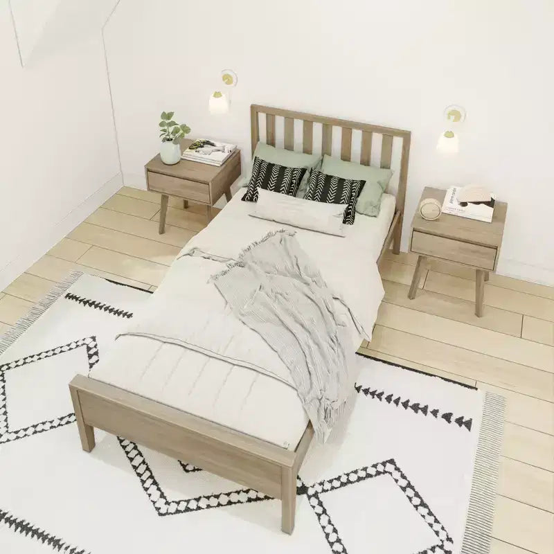 Cadre de lit scandinave en bois massif avec tête de lit