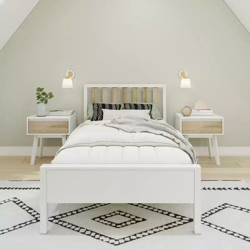 Cadre de lit scandinave en bois massif avec tête de lit
