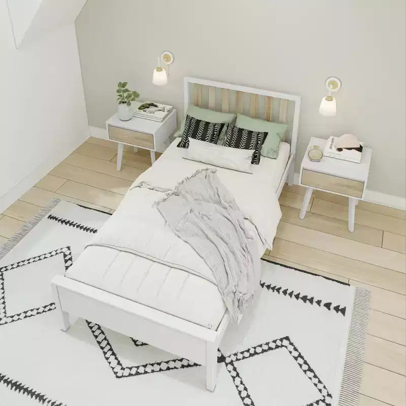 Cadre de lit scandinave en bois massif avec tête de lit
