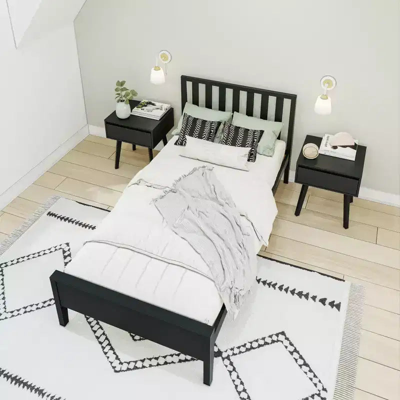 Cadre de lit scandinave en bois massif avec tête de lit