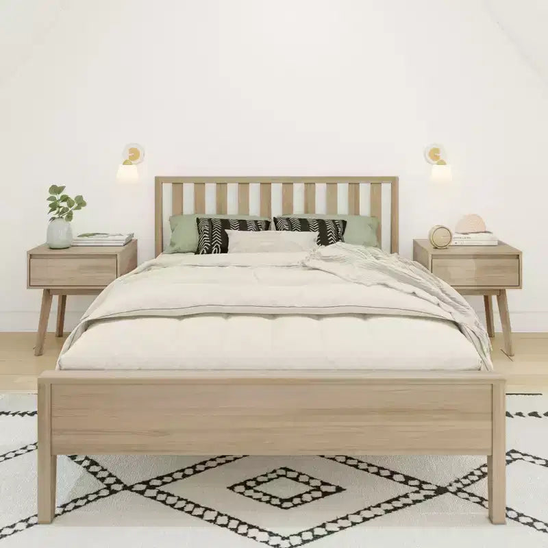 Cadre de lit scandinave en bois massif avec tête de lit