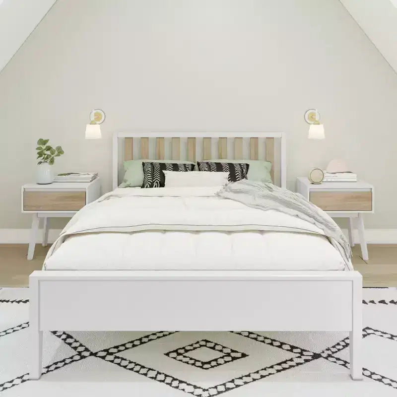 Cadre de lit scandinave en bois massif avec tête de lit