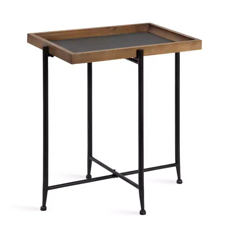 Kate and Laurel Mecabe Rectangle Metal Side Table 19.75x13.5x23.25 Rustic Brown and Black