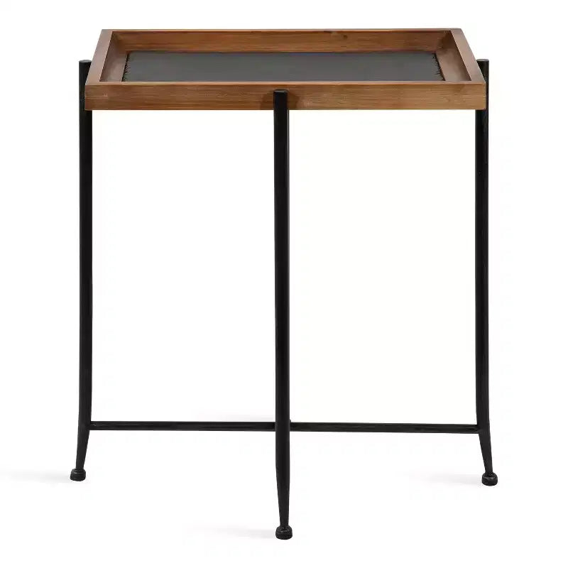 Table d'appoint rectangulaire en métal marron rustique et noir