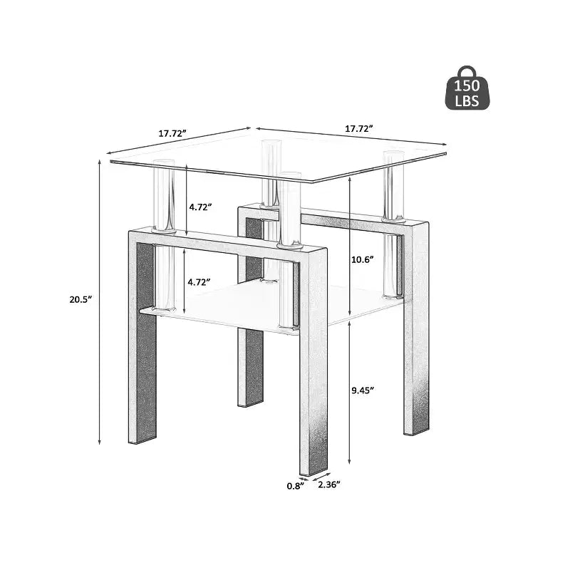 Lot de 2 tables basses modernes en verre trempé