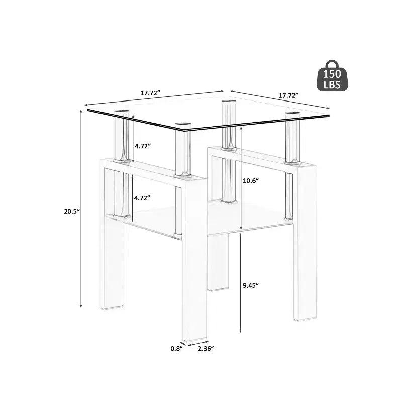 Lot de 2 tables basses modernes en verre trempé