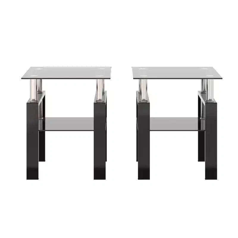 Lot de 2 tables basses modernes en verre trempé