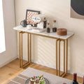 Console Table Effet Marbre, Table d'Entrée pour Canapé avec Pieds en Métal pour Salon