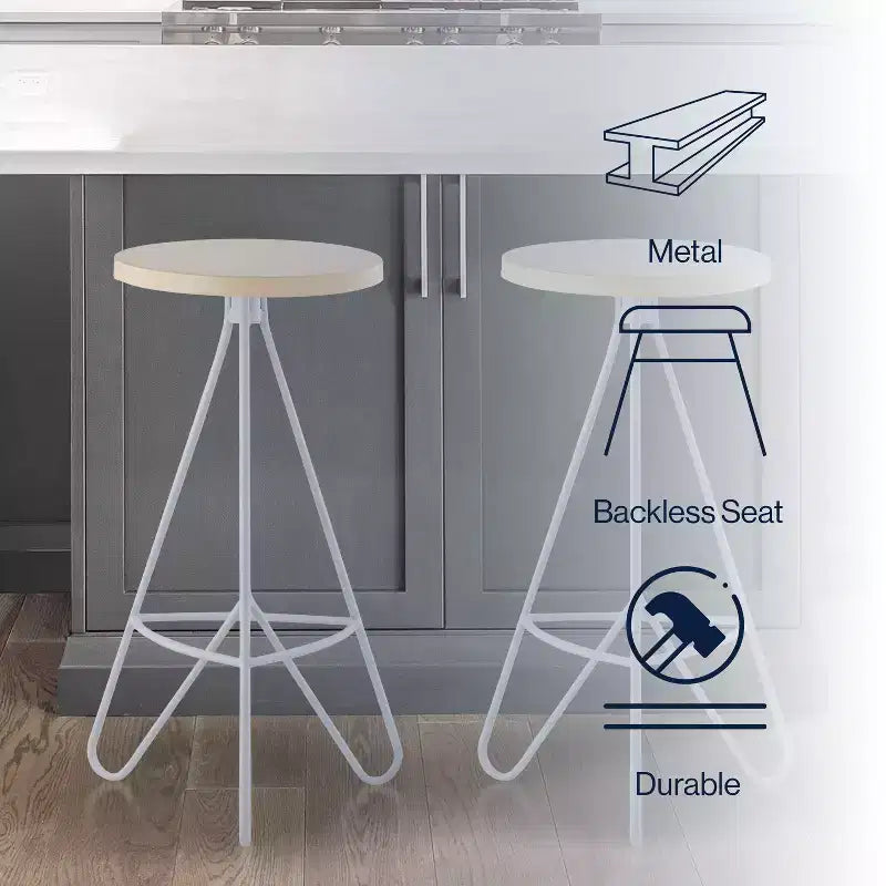 Tabouret de bar sans dossier trépied en fer industriel moderne