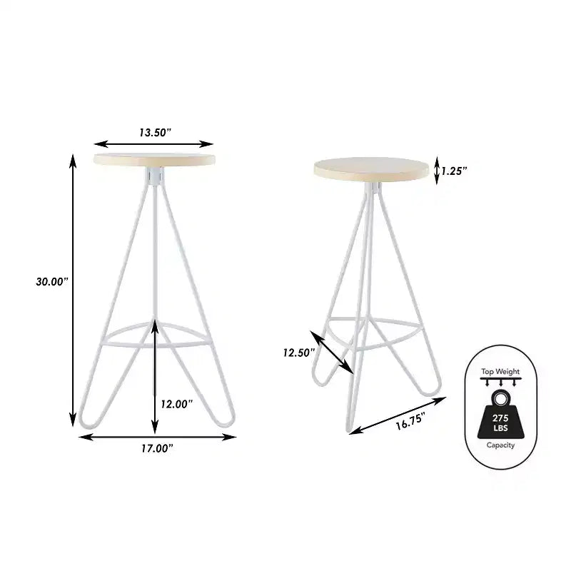 Tabouret de bar sans dossier trépied en fer industriel moderne
