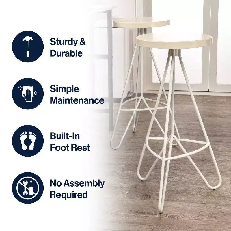 Tabouret de bar sans dossier trépied en fer industriel moderne