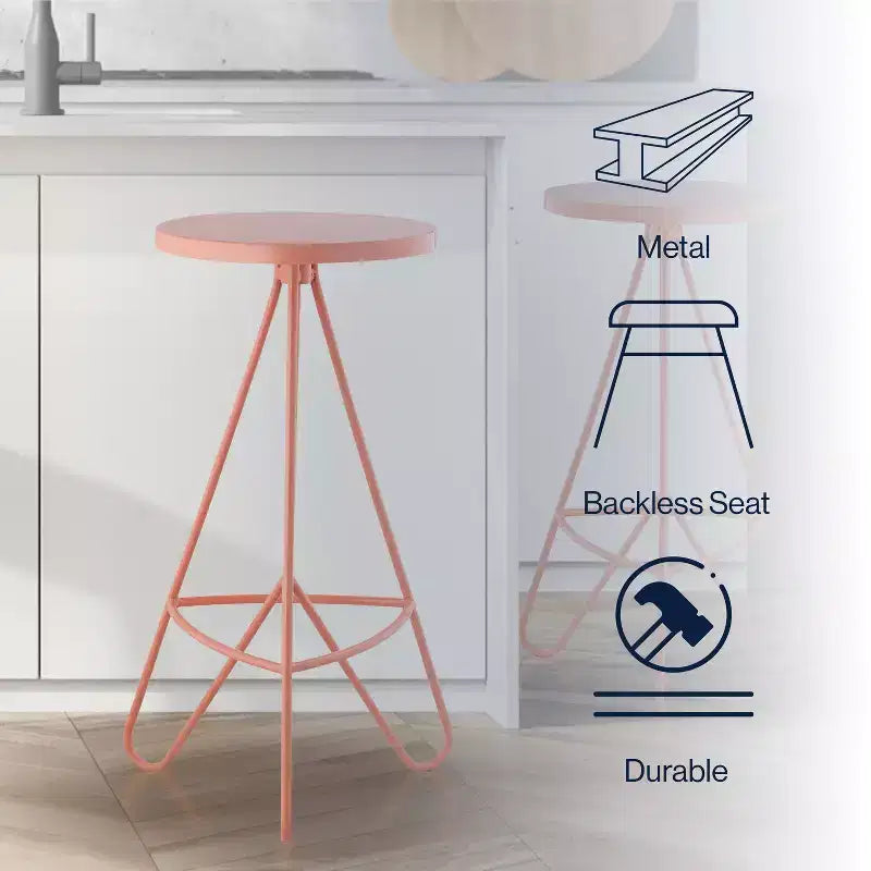 Tabouret de bar sans dossier trépied en fer industriel moderne