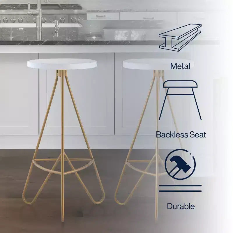 Tabouret de bar sans dossier trépied en fer industriel moderne