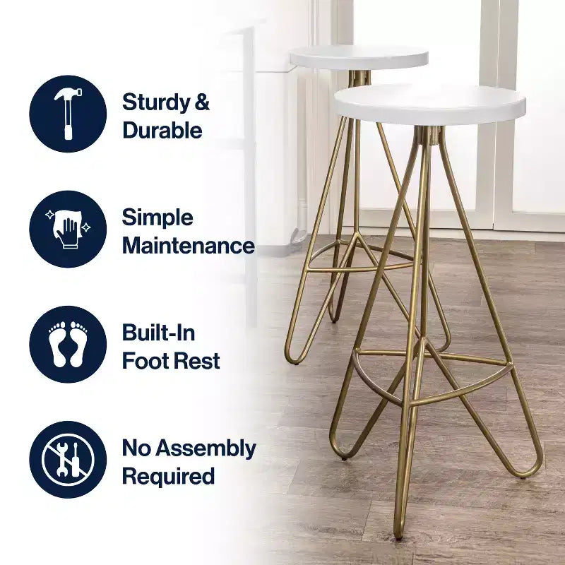Tabouret de bar sans dossier trépied en fer industriel moderne