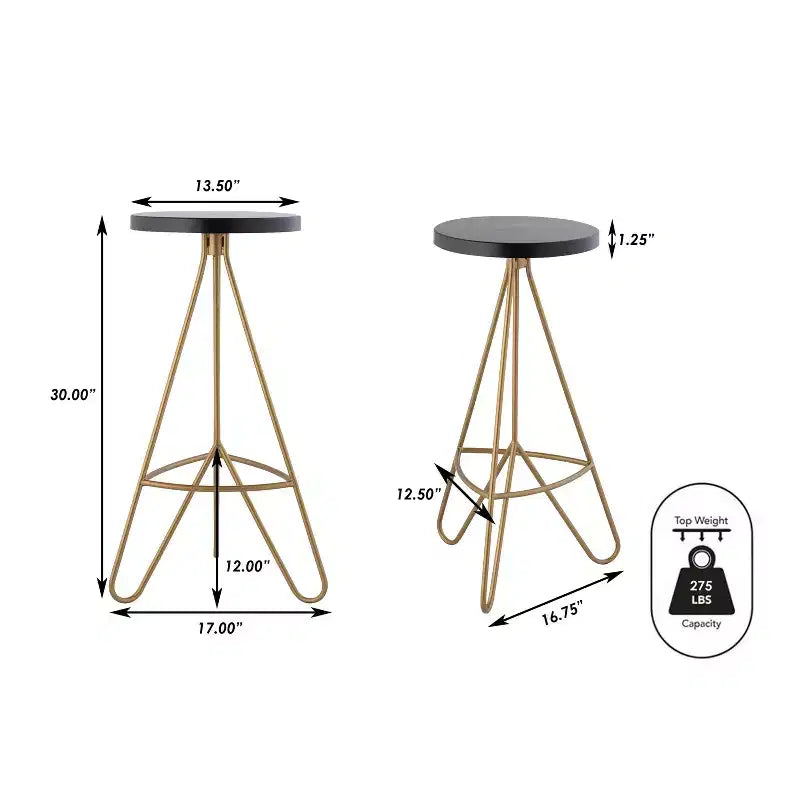 Tabouret de bar sans dossier trépied en fer industriel moderne