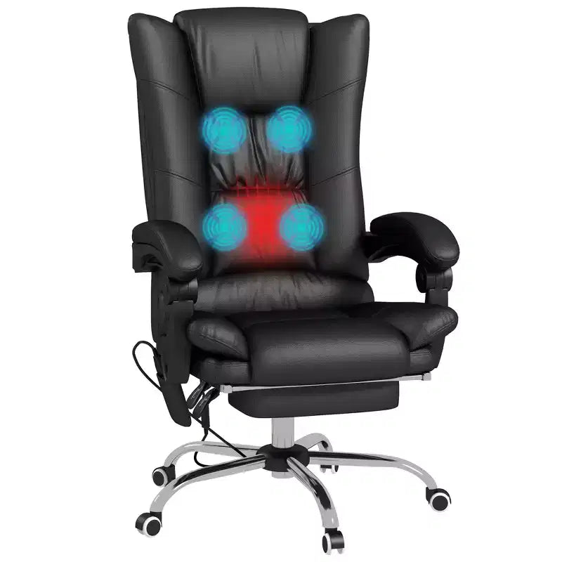Fauteuil de bureau massant avec vibrations et chauffage, réglable en hauteur, dossier haut