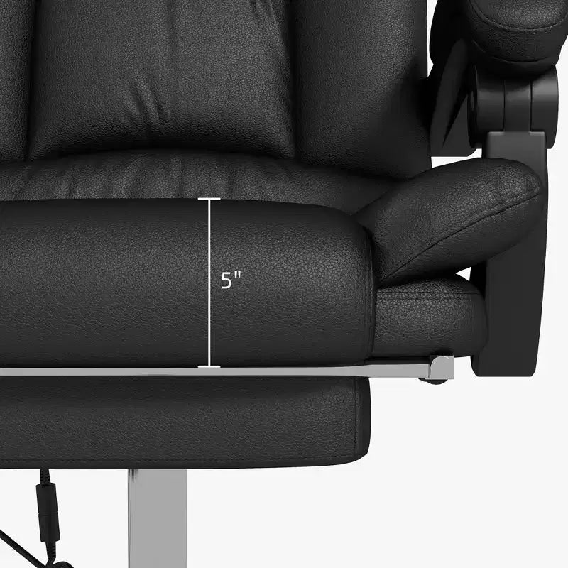 Fauteuil de bureau massant avec vibrations et chauffage, réglable en hauteur, dossier haut