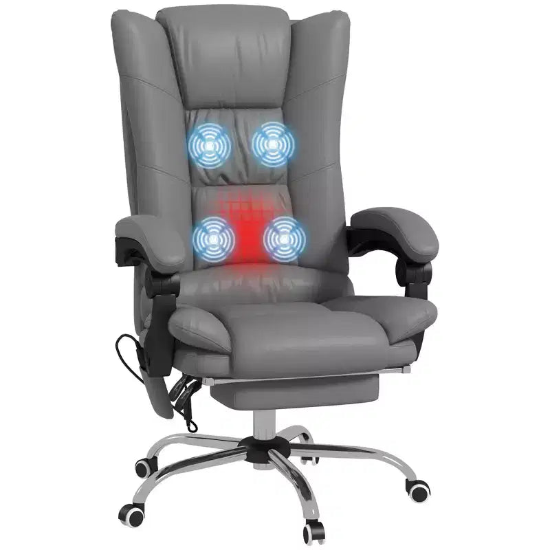 Fauteuil de bureau massant avec vibrations et chauffage, réglable en hauteur, dossier haut