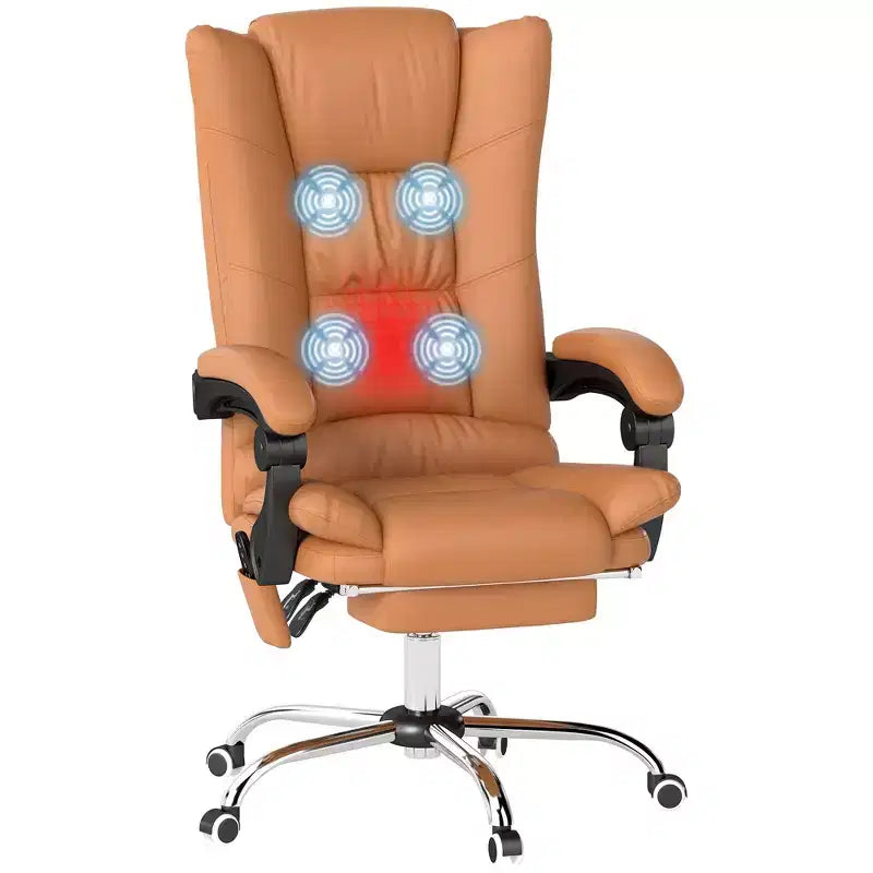 Fauteuil de bureau massant avec vibrations et chauffage, réglable en hauteur, dossier haut