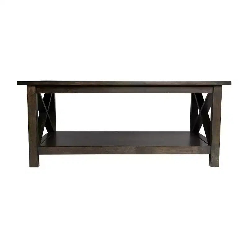 Table basse en bois massif style campagnard avec accents entrecroisés traditionnels