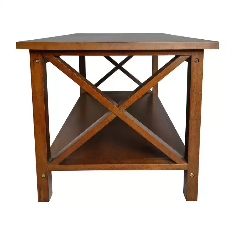 Table basse en bois massif style campagnard avec accents entrecroisés traditionnels