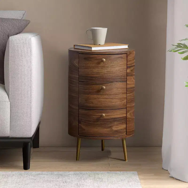 Table d'appoint avec 3 tiroirs et rangement Tall Drum