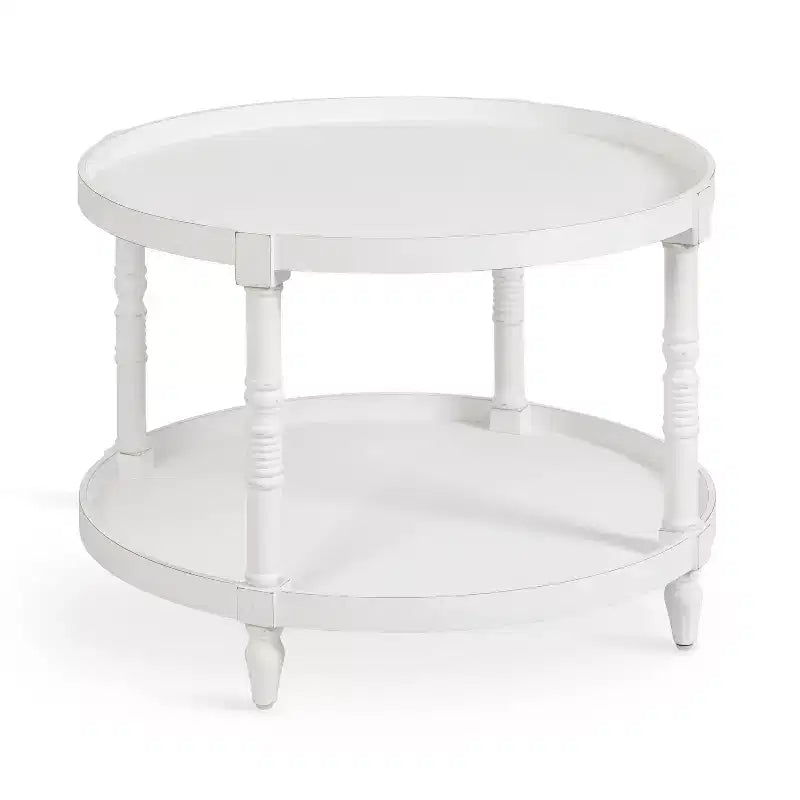Kate and Laurel Bellport Round Wood Coffee Table 29x29x21 White