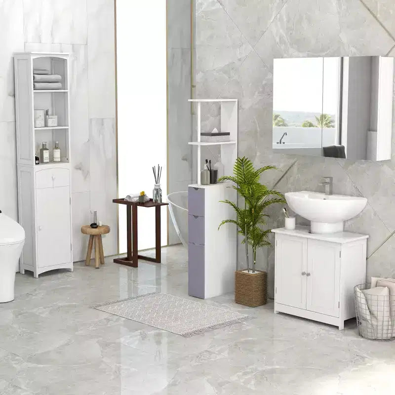 Meuble haut de rangement pour salle de bain, colonne de salle de bain autoportante