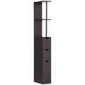 HOMCOM 54 Tall Bathroom Storage Cabinet Freestanding Linen Tower with 2-Tier Shelf and Drawers Narrow Side Floor Organizer