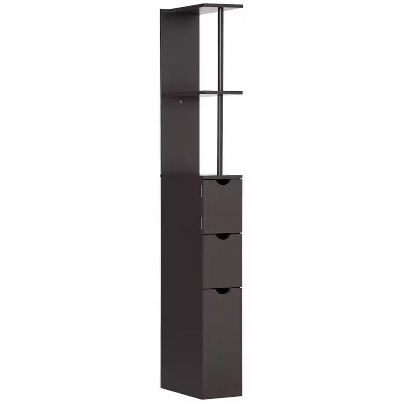 HOMCOM 54 Tall Bathroom Storage Cabinet Freestanding Linen Tower with 2-Tier Shelf and Drawers Narrow Side Floor Organizer