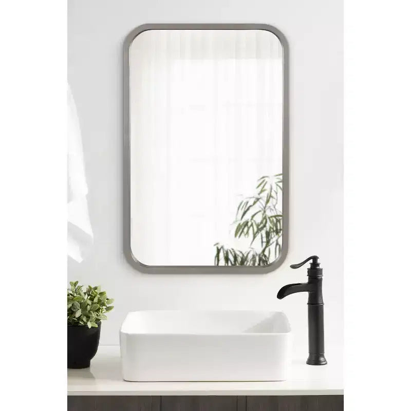 Miroir rectangle à rayon encadré de bois
