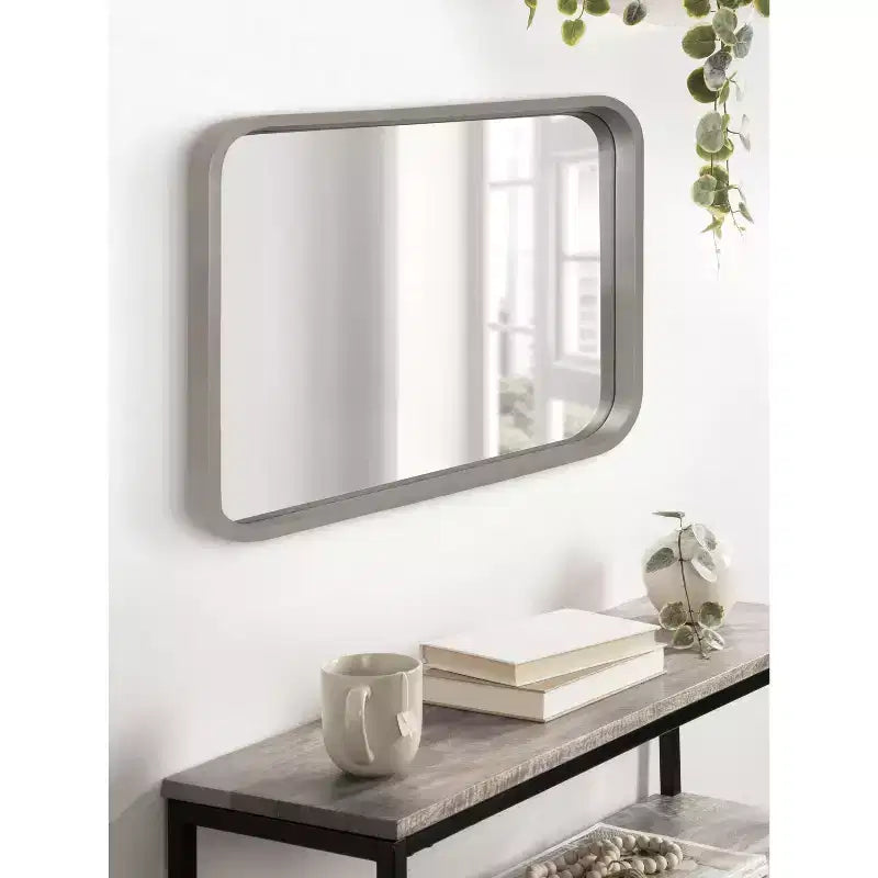 Miroir rectangle à rayon encadré de bois