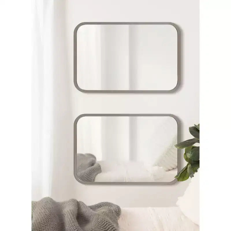 Miroir rectangle à rayon encadré de bois