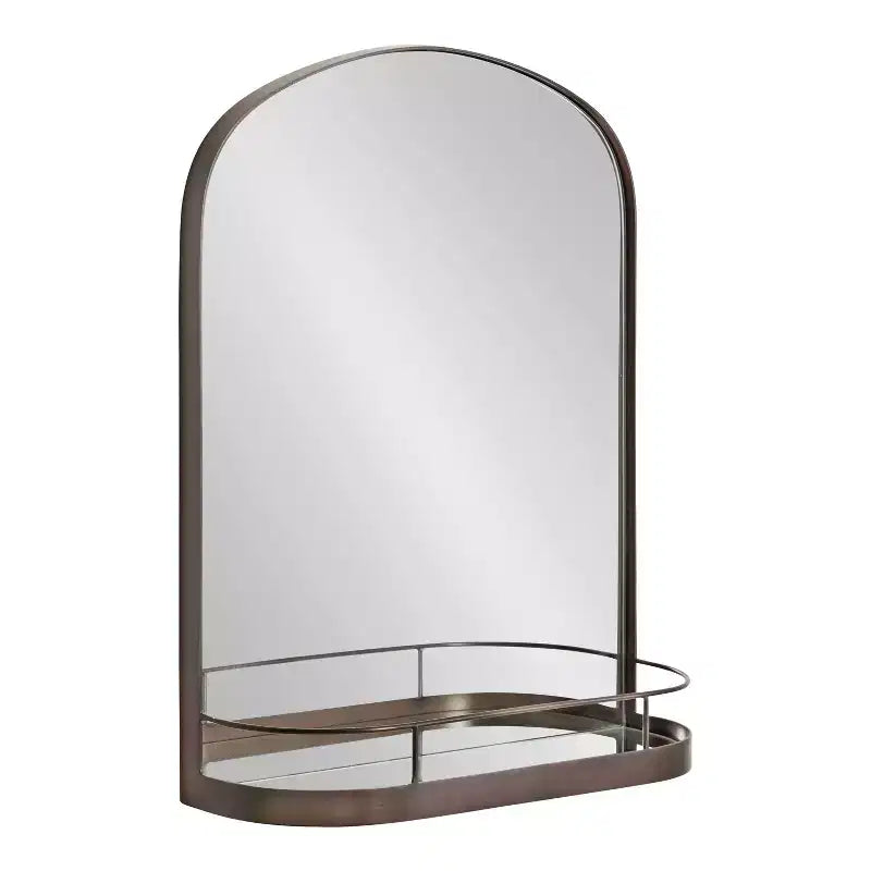 Kate and Laurel Peyson Framed Arch Mirror with Shelf 18x24 Bronze
