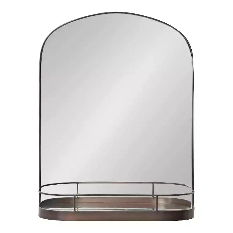 Miroir arche encadré avec étagère bronze