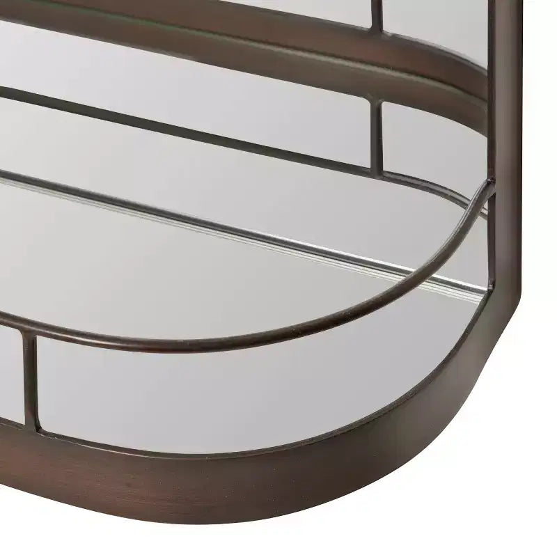 Miroir arche encadré avec étagère bronze
