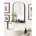 Miroir arche encadré avec étagère bronze